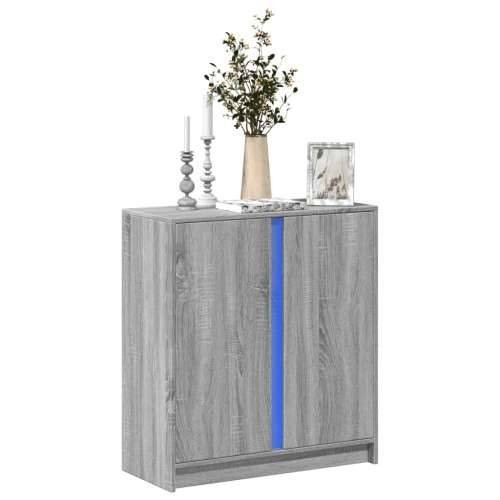 Komoda s LED svjetlima boja hrasta sonome 77x34x85 cm drvena - Sivi hrast sonoma 1 Cijena