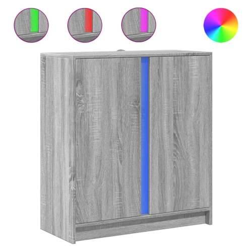 Komoda s LED svjetlima boja hrasta sonome 77x34x85 cm drvena - Sivi hrast sonoma 1 Cijena