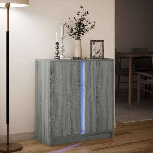 Komoda s LED svjetlima boja hrasta sonome 77x34x85 cm drvena - Sivi hrast sonoma 1 Cijena