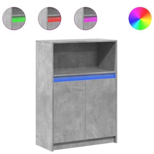 Komoda s LED svjetlima siva boja betona 72x34x100 cm drvena - Beton siva 1 72 cm Cijena