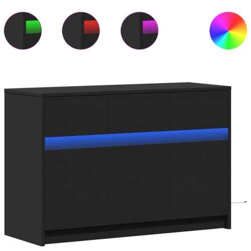 TV ormarić s LED svjetlima crni 91x34x61 cm konstruirano drvo - Crna 1 Cijena