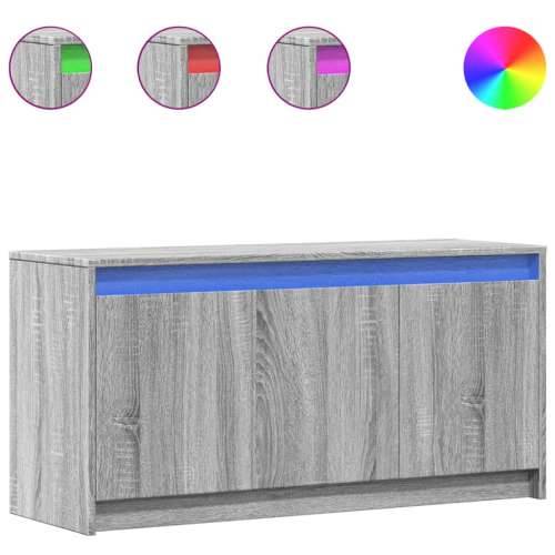 TV ormarić s LED svjetlima boja hrasta 100x34x50 cm drveni - Sivi hrast sonoma 1 Cijena
