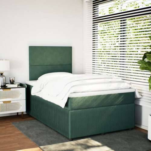Box spring krevet s madracem tamnozeleni 120x200 cm baršunasti - Tamnozelena 120 x 200 cm Gladak dizajn Cijena