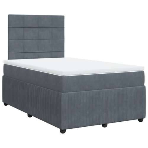 Box spring krevet s madracem tamnosivi 120 x 200 cm baršunasti - Tamno siva 120 x 200 cm Blok s kvadratima Cijena