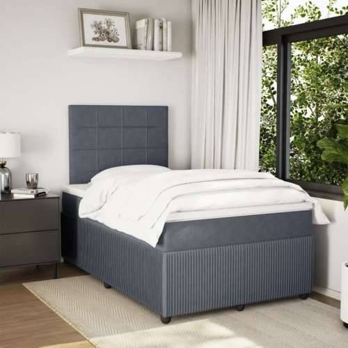 Box spring krevet s madracem tamnosivi 120 x 200 cm baršunasti - Tamno siva 120 x 200 cm Blok s kvadratima Cijena