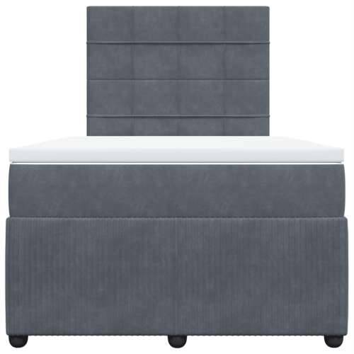 Box spring krevet s madracem tamnosivi 120 x 200 cm baršunasti - Tamno siva 120 x 200 cm Blok s kvadratima Cijena