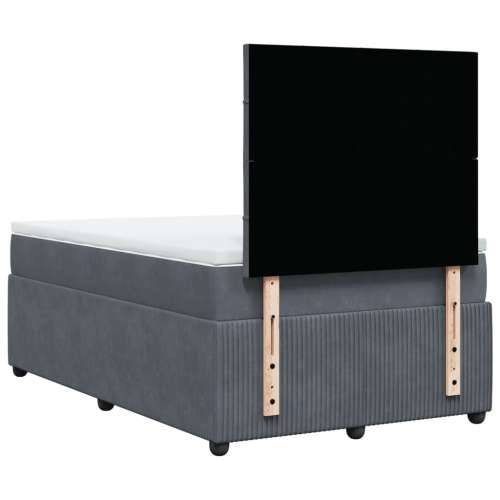 Box spring krevet s madracem tamnosivi 120 x 200 cm baršunasti - Tamno siva 120 x 200 cm Blok s kvadratima Cijena