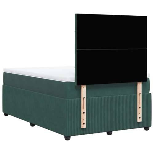 Box spring krevet s madracem tamnozeleni 120x200 cm baršunasti - Tamnozelena 120 x 200 cm Blok s kvadratima Cijena