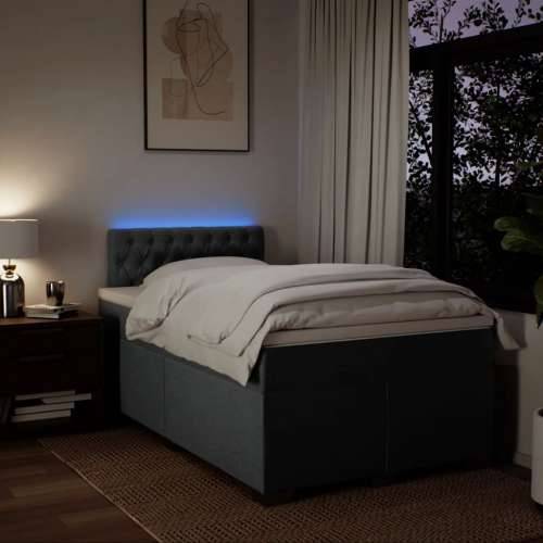 Krevet box spring s madracem tamnosivi 120 x 190 cm tkanina - Tamno siva 120 x 190 cm Dizajn s gumbima Cijena