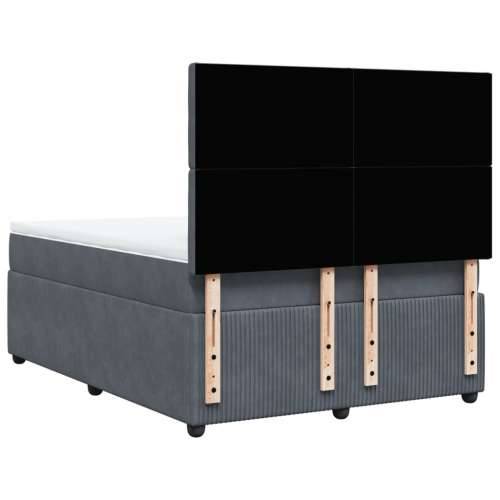 Krevet s oprugama i madracem tamnosivi 140x190 cm baršunasti - Tamno siva 140 x 190 cm gumbi Cijena