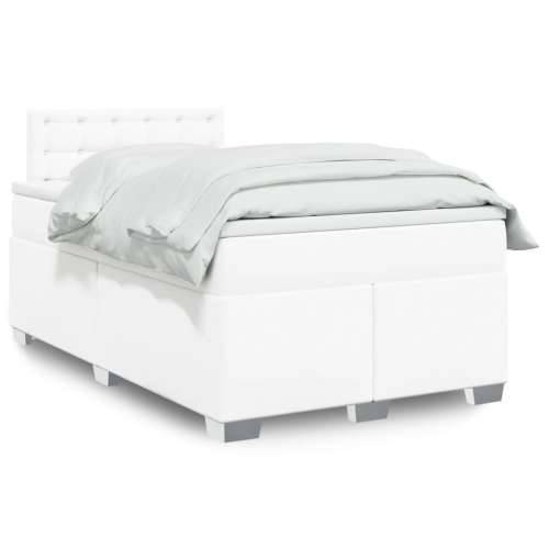 Krevet box spring s madracem bijeli 120x190 cm od umjetne kože - Bijela 120 x 190 cm gumbi Cijena