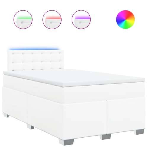 Krevet box spring s madracem bijeli 120x190 cm od umjetne kože - Bijela 120 x 190 cm gumbi Cijena