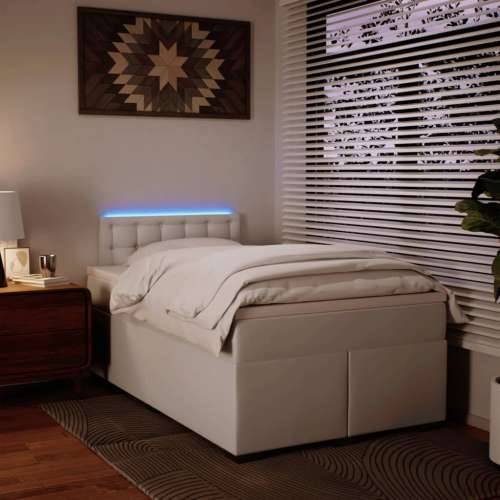 Krevet box spring s madracem bijeli 120x190 cm od umjetne kože - Bijela 120 x 190 cm gumbi Cijena