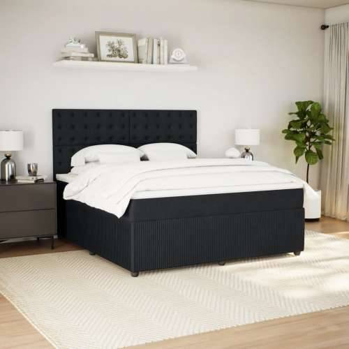Krevet s oprugama i madracem crni 180x200 cm baršunasti - Crna 180 x 200 cm gumbi Cijena