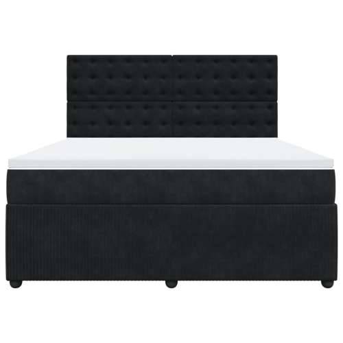 Krevet s oprugama i madracem crni 180x200 cm baršunasti - Crna 180 x 200 cm gumbi Cijena