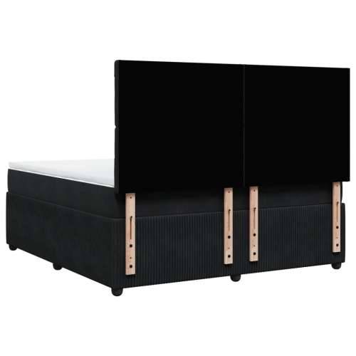 Krevet s oprugama i madracem crni 180x200 cm baršunasti - Crna 180 x 200 cm gumbi Cijena