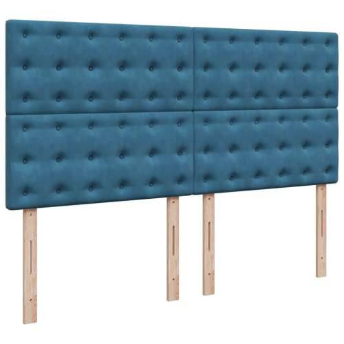 Krevet s oprugama i madracem tamnoplavi 180x200 cm baršunasti - Plava 180 x 200 cm gumbi Cijena