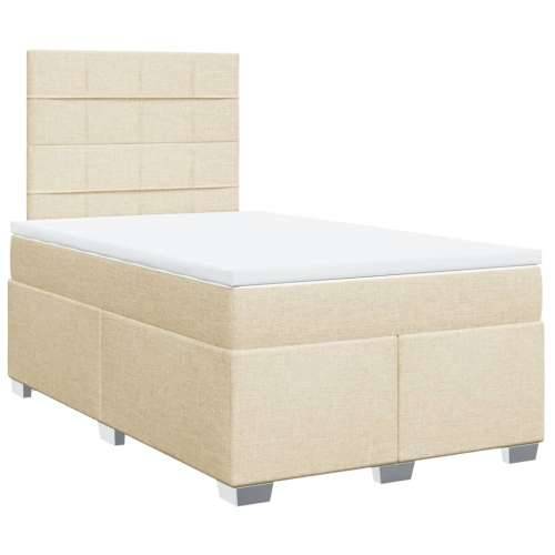 Krevet box spring s madracem krem 120 x 190 cm od tkanine - Krema 120 x 190 cm Blok s kvadratima Cijena