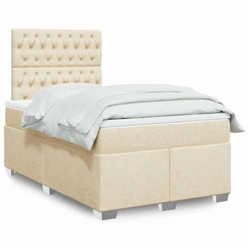 Krevet box spring s madracem krem 120 x 190 cm od tkanine - Krema 120 x 190 cm Dizajn s gumbima Cijena