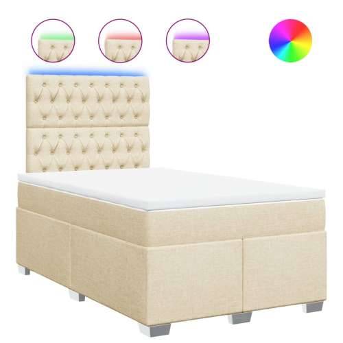 Krevet box spring s madracem krem 120 x 190 cm od tkanine - Krema 120 x 190 cm Dizajn s gumbima Cijena