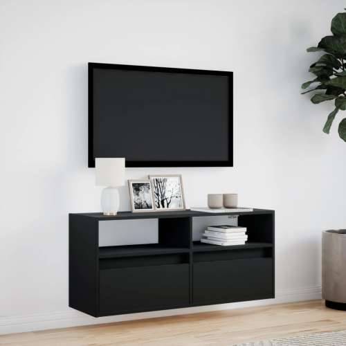 Zidni TV ormarić s LED svjetlima crni 100x31x45 cm - Crna 1 100 cm Cijena