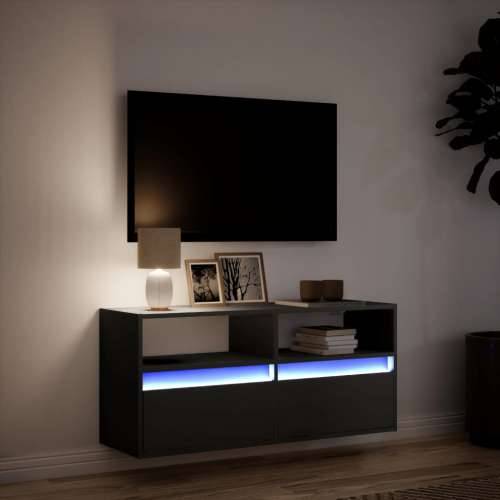 Zidni TV ormarić s LED svjetlima crni 100x31x45 cm - Crna 1 100 cm Cijena