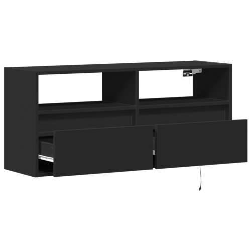 Zidni TV ormarić s LED svjetlima crni 100x31x45 cm - Crna 1 100 cm Cijena