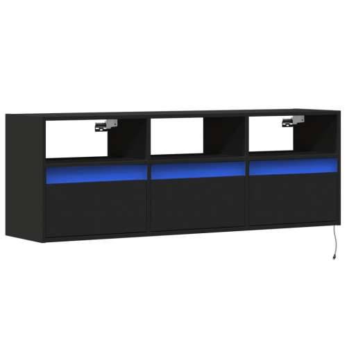 Zidni TV ormarić s LED svjetlima crni 130x31x45 cm - Crna 1 130 cm Cijena