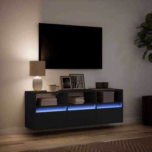 Zidni TV ormarić s LED svjetlima crni 130x31x45 cm - Crna 1 130 cm Cijena