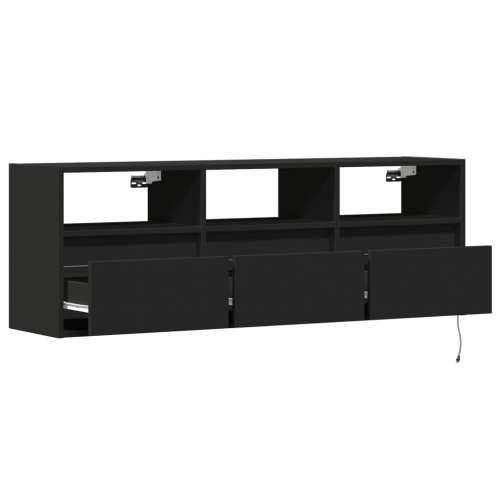 Zidni TV ormarić s LED svjetlima crni 130x31x45 cm - Crna 1 130 cm Cijena