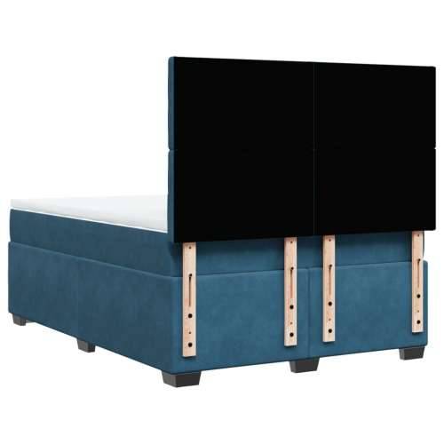 Krevet s oprugama i madracem plavi 140x200 cm baršunasti - Plava 140 x 200 cm gumbi Cijena
