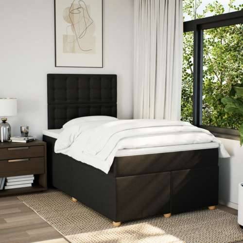 Krevet box spring s madracem crni 120 x 190 cm od tkanine - Crna 120 x 190 cm gumbi Cijena