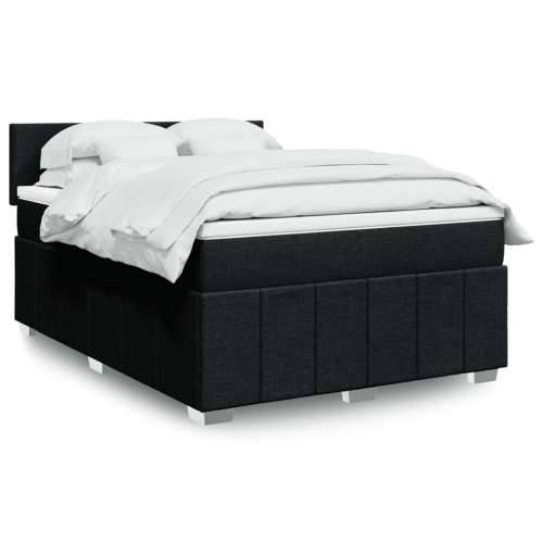 Krevet s oprugama i madracem crni 140 x 190 cm od tkanine - Crna 140 x 190 cm Gladak dizajn Cijena