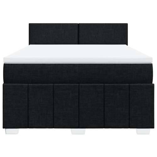 Krevet s oprugama i madracem crni 140 x 190 cm od tkanine - Crna 140 x 190 cm Gladak dizajn Cijena
