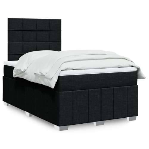 Krevet s oprugama i madracem crni 120 x 200cm od tkanine - Crna 120 x 200 cm Blok s kvadratima Cijena