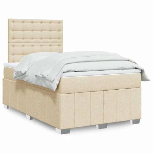 Krevet s oprugama i madracem krem 120 x 200 cm od tkanine - Krema 120 x 200 cm gumbi Cijena