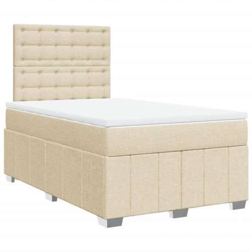 Krevet s oprugama i madracem krem 120 x 200 cm od tkanine - Krema 120 x 200 cm gumbi Cijena