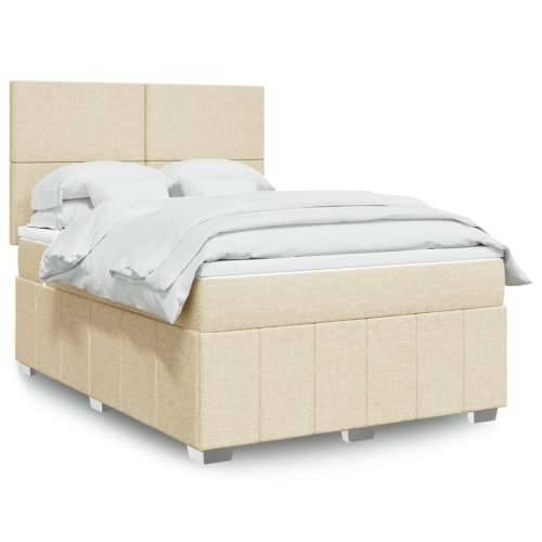 Krevet s oprugama i madracem krem 140 x 190 cm od tkanine - Krema 140 x 190 cm Gladak dizajn Cijena
