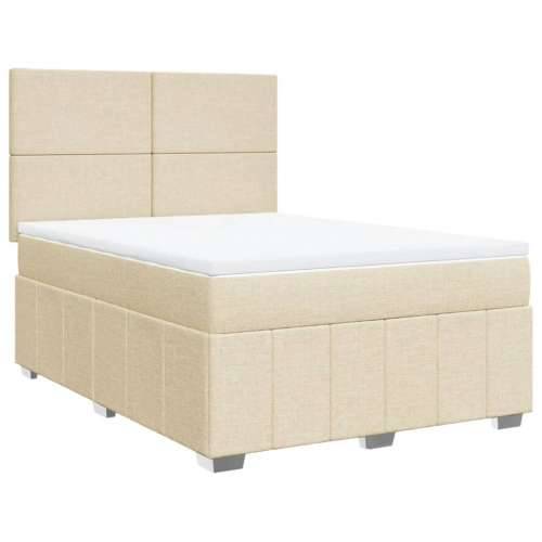 Krevet s oprugama i madracem krem 140 x 190 cm od tkanine - Krema 140 x 190 cm Gladak dizajn Cijena