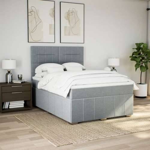 Krevet s oprugama i madracem svjetlosivi 140x190 cm od tkanine Svjetlosiva 140 x 190 cm Blok s kvadratima Cijena
