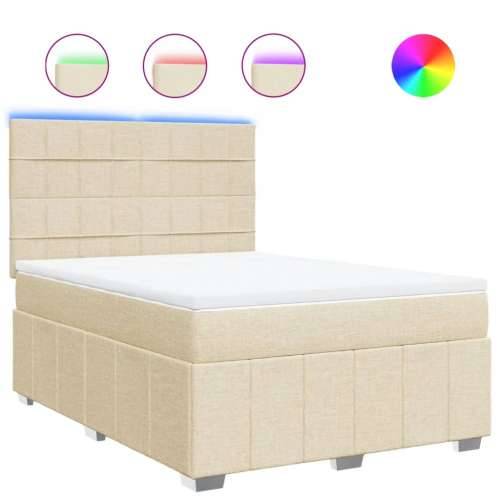 Krevet s oprugama i madracem krem 140 x 190 cm od tkanine - Krema 140 x 190 cm Blok s kvadratima Cijena