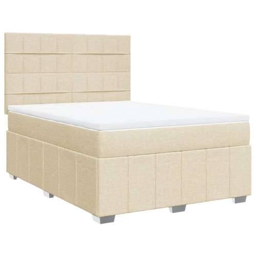 Krevet s oprugama i madracem krem 140 x 190 cm od tkanine - Krema 140 x 190 cm Blok s kvadratima Cijena