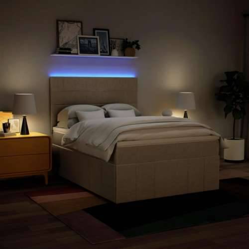 Krevet s oprugama i madracem krem 140 x 190 cm od tkanine - Krema 140 x 190 cm Blok s kvadratima Cijena
