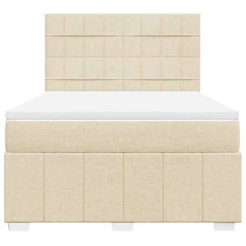 Krevet s oprugama i madracem krem 140 x 190 cm od tkanine - Krema 140 x 190 cm Blok s kvadratima Cijena