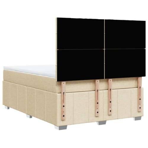 Krevet s oprugama i madracem krem 140 x 190 cm od tkanine - Krema 140 x 190 cm Blok s kvadratima Cijena