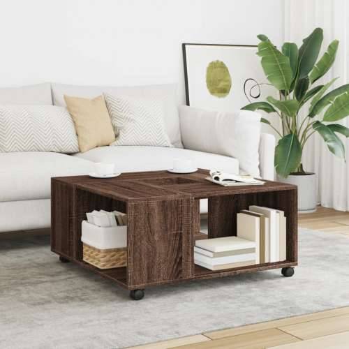 Stolić za kavu boja smeđeg hrasta 80x80x40 cm konstruirano drvo - Smeđi hrast 1 Cijena