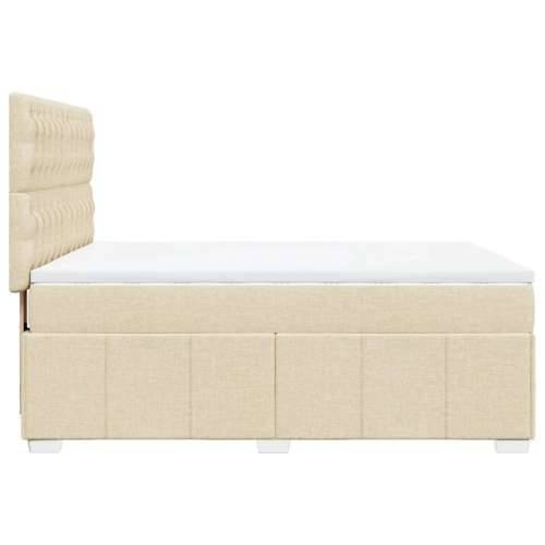 Krevet s oprugama i madracem krem 140 x 190 cm od tkanine - Krema 140 x 190 cm Dizajn s gumbima Cijena