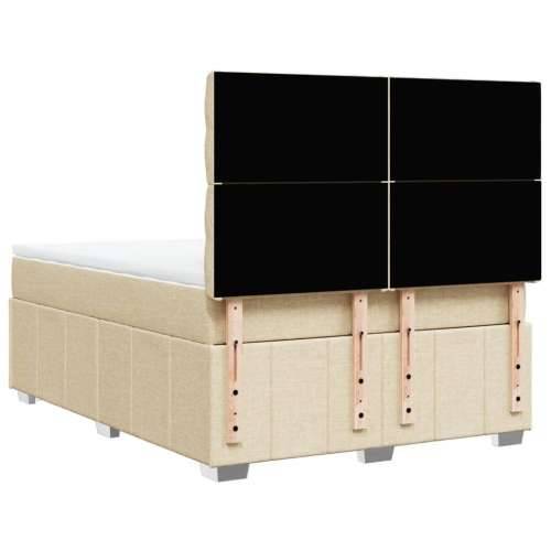 Krevet s oprugama i madracem krem 140 x 190 cm od tkanine - Krema 140 x 190 cm Dizajn s gumbima Cijena