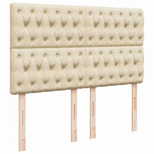Krevet s oprugama i madracem krem 140 x 190 cm od tkanine - Krema 140 x 190 cm Dizajn s gumbima Cijena