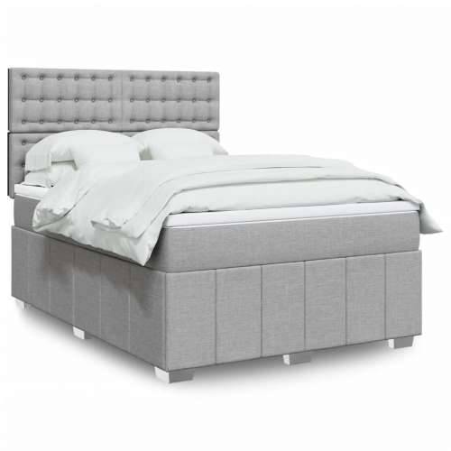 Krevet s oprugama i madracem svjetlosivi 140x190 cm od tkanine Svjetlosiva 140 x 190 cm gumbi Cijena